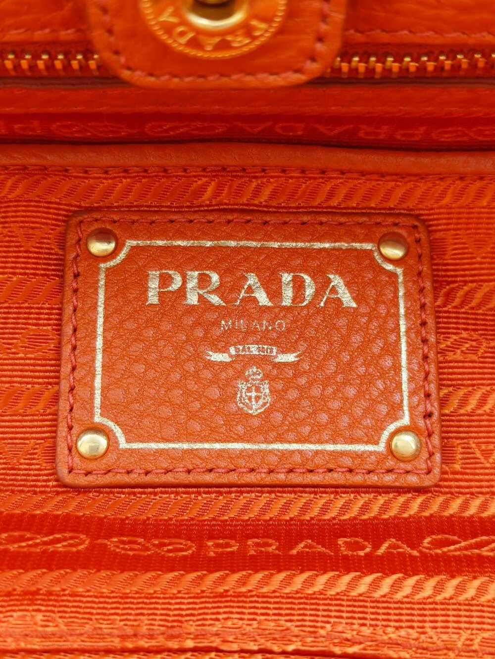 Prada Orange Vitello Daino Leather Large Satchel Handbag - Picture 16 of 16
